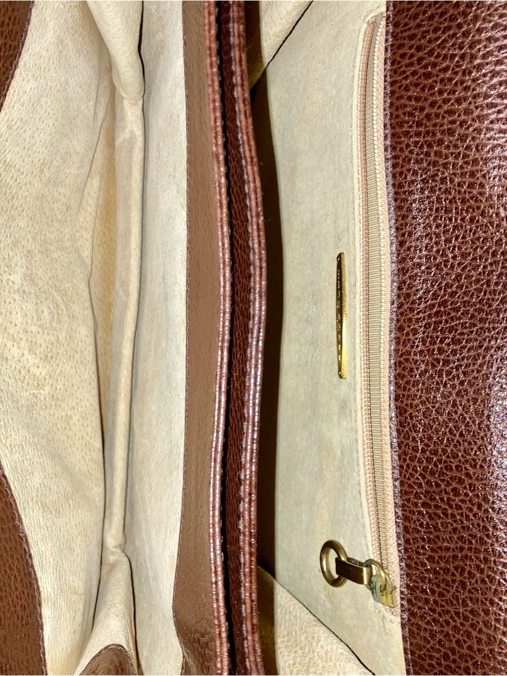 Mark Cross Chocolate Leather Pebbled Shoulder Bag & Wallet Set - Picture 8 of 14